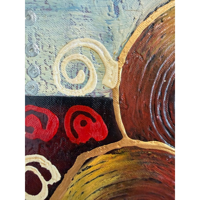 Alena Kalen Modern Geometric Original Abstract Oil Painting "Inner Smile” Coa For Sale - Image 4 of 13