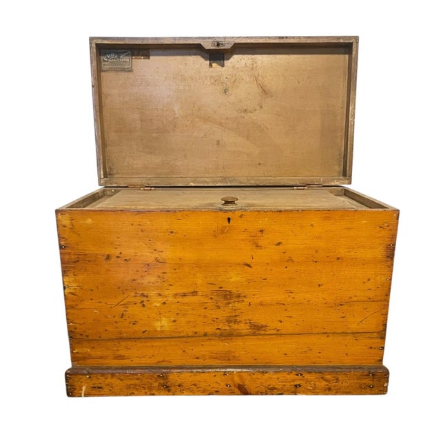 Mid 19th Century Antique Pine Ice Box "Eddy Refrigerator" Trunk or Blanket Box For Sale - Image 5 of 9