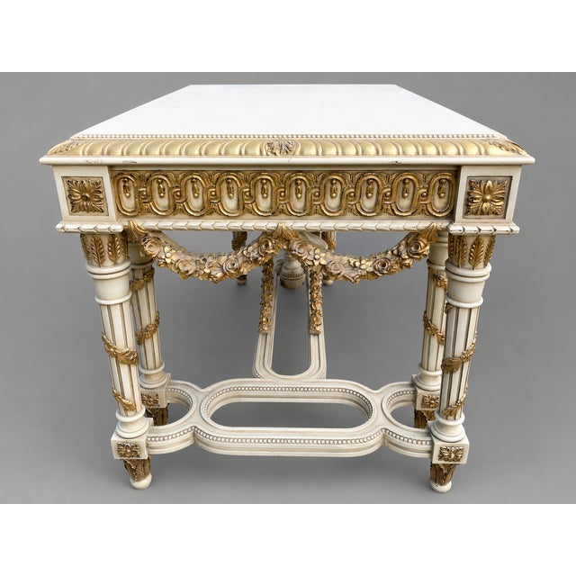 1970 French Louis XVI Cream Gold Beech Center Table For Sale - Image 11 of 12