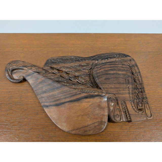 Vintage Tribal Art Hand-Carved Wood Wall Sculpture For Sale - Image 4 of 5