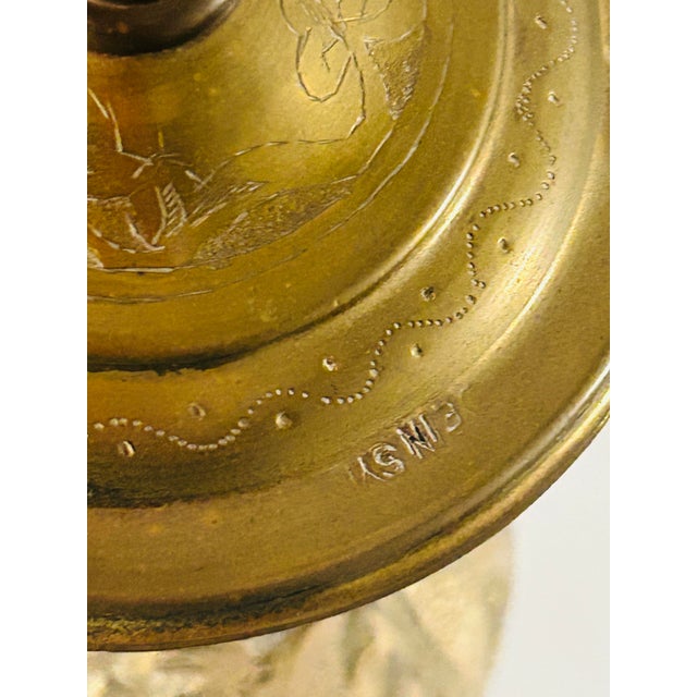1950s Brass India Import Lamp Pressed and Hand Hammered Cultural Figurative Design For Sale - Image 4 of 11