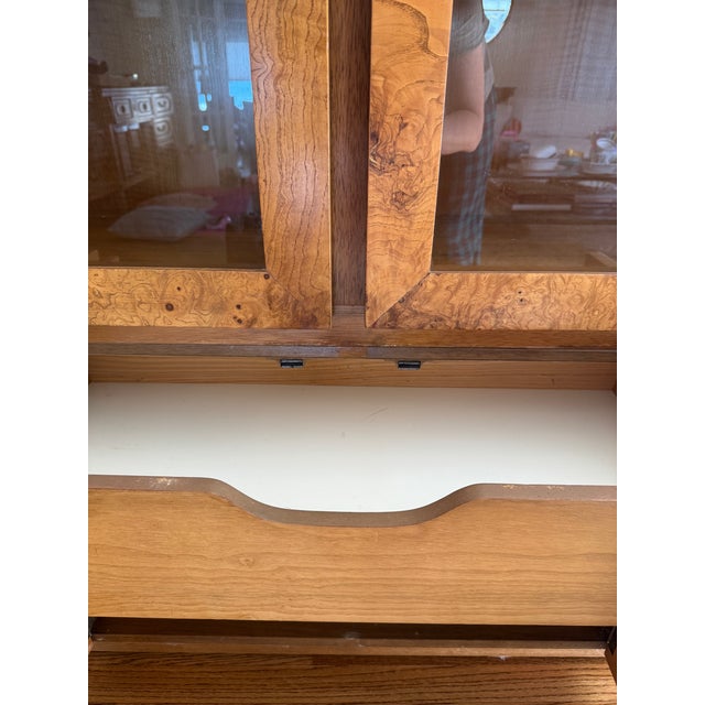 Vintage Milo Baughman Style Lane Alta Vista Burlwood China Cabinet For Sale - Image 12 of 14