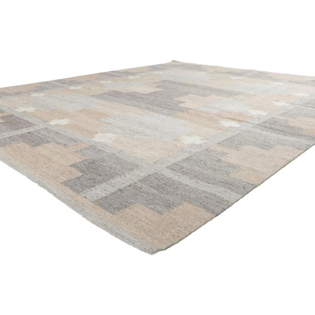 30966 Swedish Deco Style Kilim Rug In the Style of Storsjön by Ingegerd Silow, 08'02 x 09'10. Emanating Scandinavian...