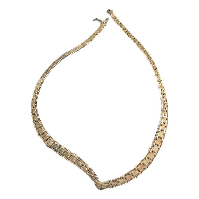 MCM Italian Sterling Silver Textured Chevron Chain Necklace For Sale
