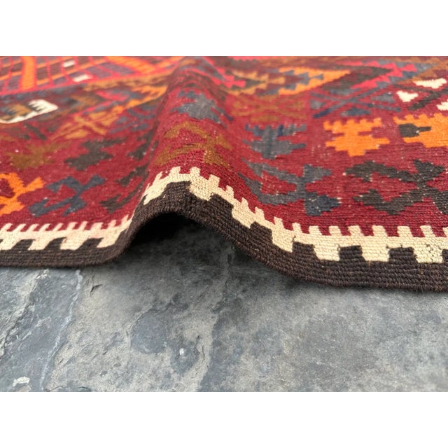 Vintage Afghan Flatweave Geometric Design Kilim For Sale - Image 6 of 7