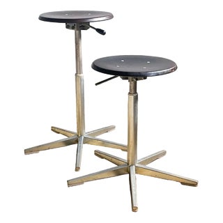 Vintage Adjustable Atelier Stools from Embru, Switzerland, 1960s, Set of 2 For Sale