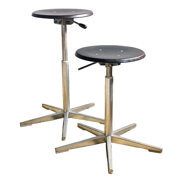 Vintage Adjustable Atelier Stools from Embru, Switzerland, 1960s, Set of 2 For Sale
