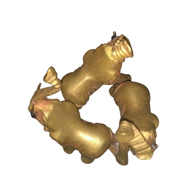 1980s Mid-Century Modern Brass Elephant Crystal Ball Sphere Orb Stand Holder For Sale - Image 4 of 5