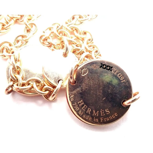 18k Rose Gold Confetti Long Link Chain Necklace by Hermes. This Hermes Confetti necklace features playful elegance with...