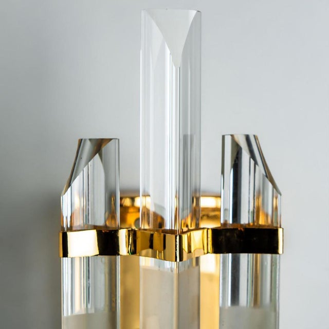 Clear Gold Glass & Brass Sconces in the style of Venini, 1970, Set of 2 For Sale - Image 12 of 17
