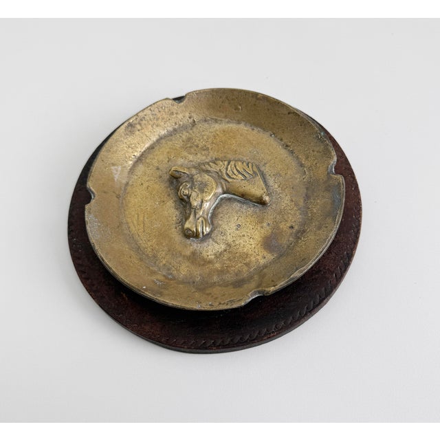 Italian Bronze & Leather Equestrian Ashtray Catchall For Sale - Image 4 of 10
