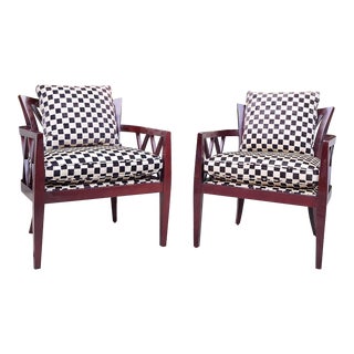 Baker Furniture Barbara Barry Collection Double X Back Occasional Chairs - a Pair For Sale