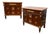 Late 20th Century Pair of Colombo Mobili Italian Empire Plume Walnut & Pink Marble Nightstands For Sale