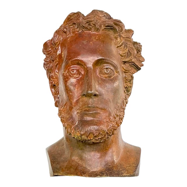 Vintage Patinated Bronze Bust of Alexander the Great For Sale