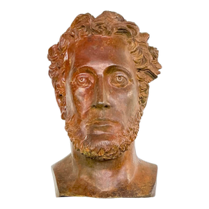 Vintage Patinated Bronze Bust of Alexander the Great