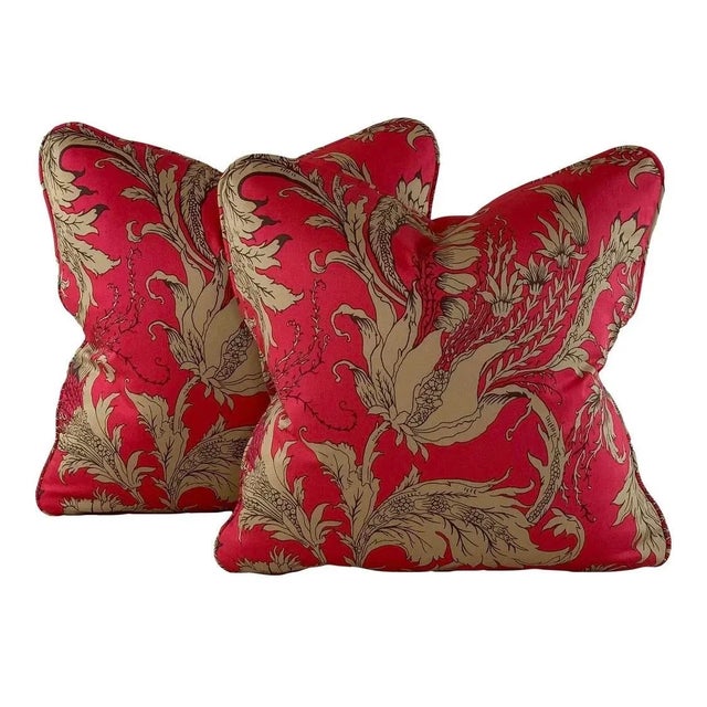 2020s Designer Vicki Payne Free Spirit Crewel Brown Pink Botanical Floral Leaf Pillow Cover For Sale - Image 5 of 7