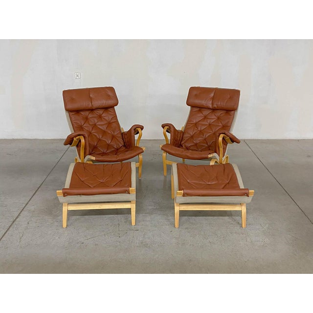 Pernilla 69 Lounge Chair with Ottoman by Bruno Mathsson for Dux, 1990s, Set of 4 For Sale - Image 10 of 18