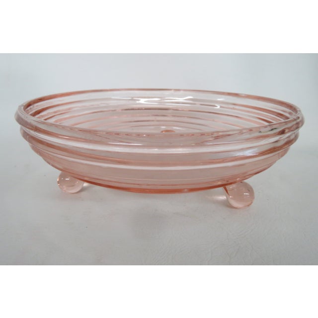Pink Depression Glass 3 Footed Candy Dish With Diamond Quilt Pattern Lid 4757b For Sale - Image 10 of 14