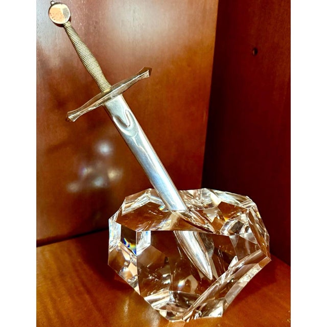 Transparent Steuben Excalibur Sword in the Stone Crystal Sculpture For Sale - Image 8 of 8