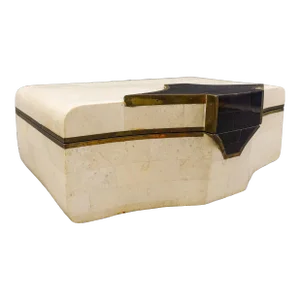 Mid 20th Century Maitland - Smith Tessellated Stone & Brass Wood Lined Box