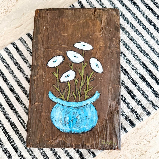Original Painting Of Flowers In Pot By Flavia Marie Weedn 1929-2015 Signed Flavia Marie Weedn. (1929-2015) From a small...