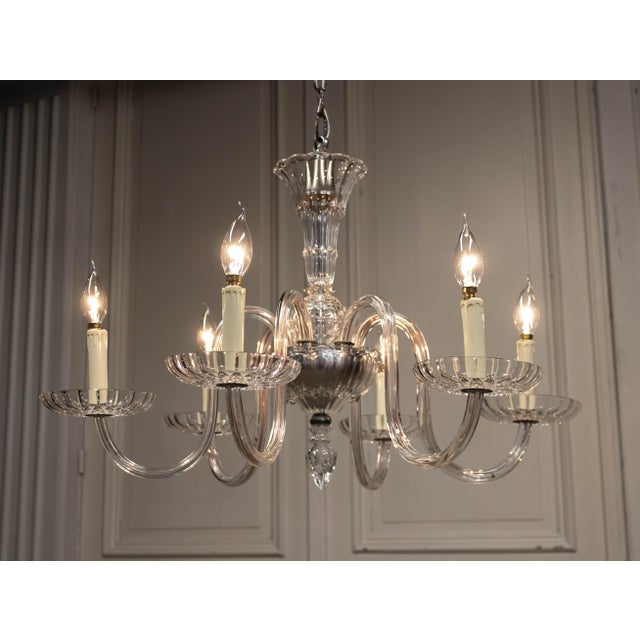 Clear Murano Crystal 6-Arm Chandelier in the style of Barovier, 1970s For Sale - Image 10 of 10