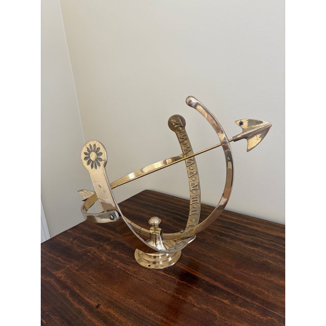A stunning vintage English country style brass garden armillary sundial USA, Late 20th Century Measures: 18"W x 15"D x...