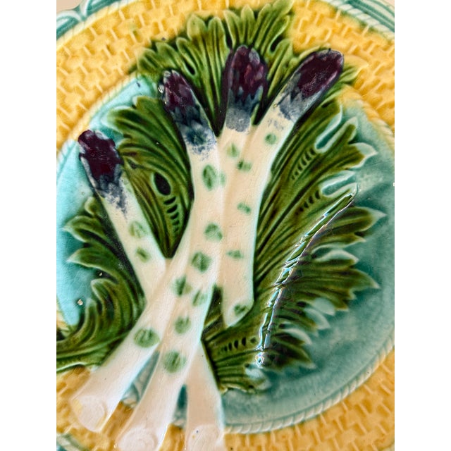 Asparagus Antique French Barbotine Majolica Asparagus Plates, Circa 1880–1900 - Set of Four For Sale - Image 8 of 10