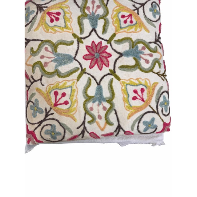 Vintage Crewel Embroidered Decorative Accent Pillow For Sale - Image 6 of 10