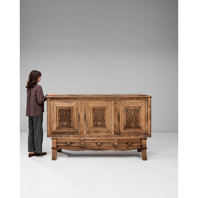 1970s French Gothic Revival Carved Oak Sideboard For Sale - Image 18 of 18