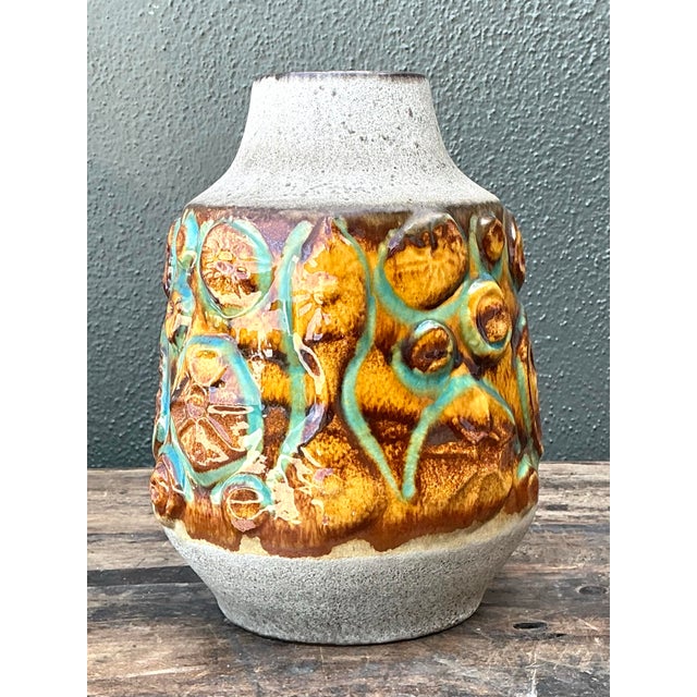 Vintage MCM West German Glazed Ceramic Vase For Sale - Image 10 of 12