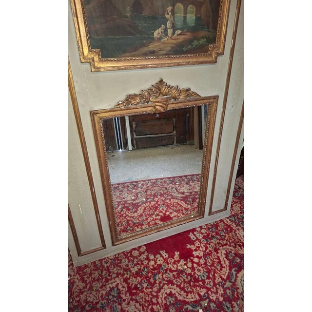 Aqua Antique Trumeau in Canvas, 1900 For Sale - Image 8 of 9