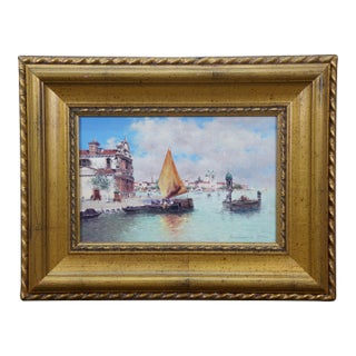 Vasily Gribennikov Venice Santa Maria Del Giglio Oil Painting 18" For Sale