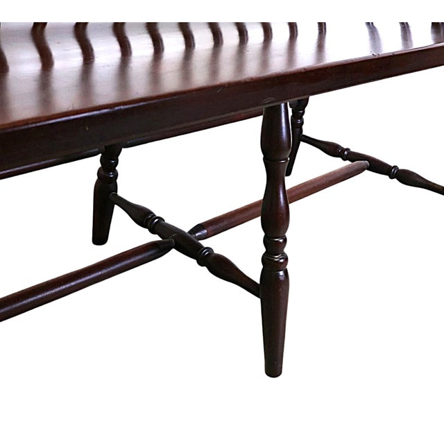 Vintage American Continuous Bow Poplar Windsor Settee Bench For Sale In Raleigh - Image 6 of 7