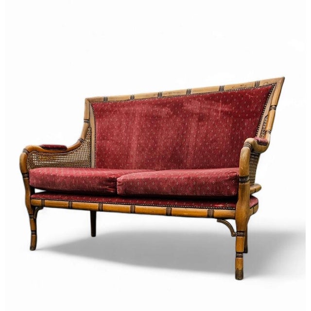 Faux Bamboo Webbing Sofa For Sale - Image 6 of 6