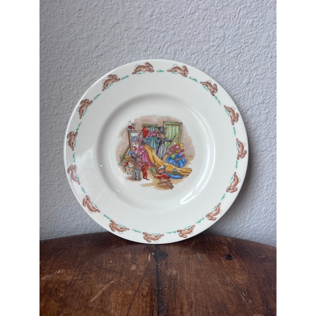 Royal Doulton 1980s Royal Doulton Bunnykins Children's Dishes Set, Plate, 2 Bowls and 2 2-Handled Mugs - 5 pcs For Sale - Image 4 of 9