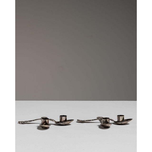 Early 20th Century France Black Silver Candlestick For Sale - Image 11 of 16