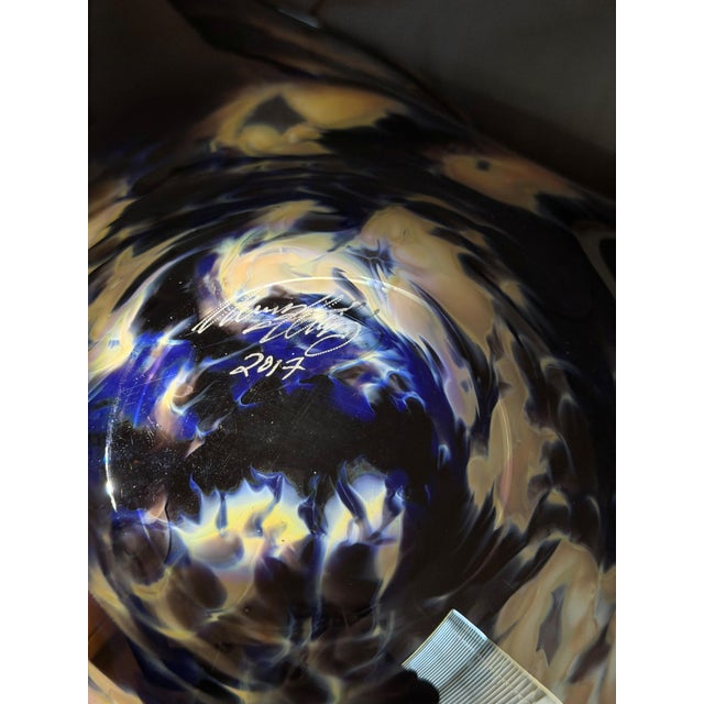 Signed Marcus Theising Large Studio Glass "Bloom" Sculpture Bowl For Sale - Image 4 of 4