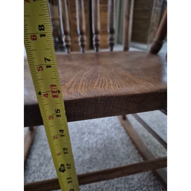 Antique Windsor-Style Oak Rocking Chair, For Sale - Image 10 of 10