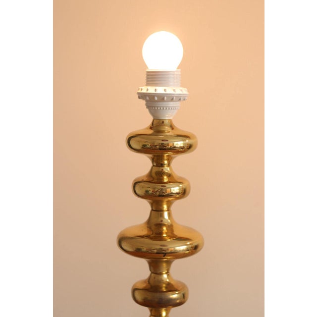 Mid-Century Modern Swedish Brass Bobbin Table Lamp, Set of 2 For Sale - Image 3 of 18