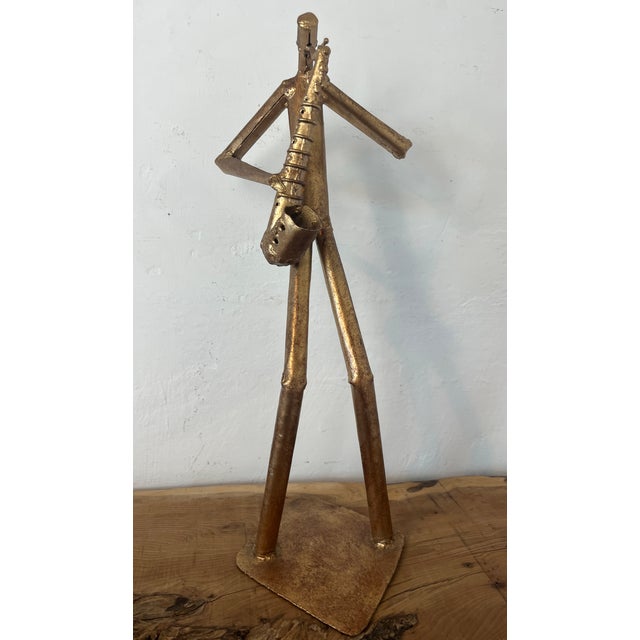 Joyful set of large, handcrafted metal folk art sculptures of a jazz band, decorative art piece unique work by a specific...