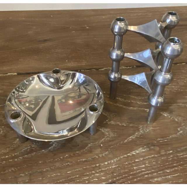 Vintage Modular Candlesticks and Bowl from Nagel, 1970, Set of 4 For Sale - Image 12 of 16