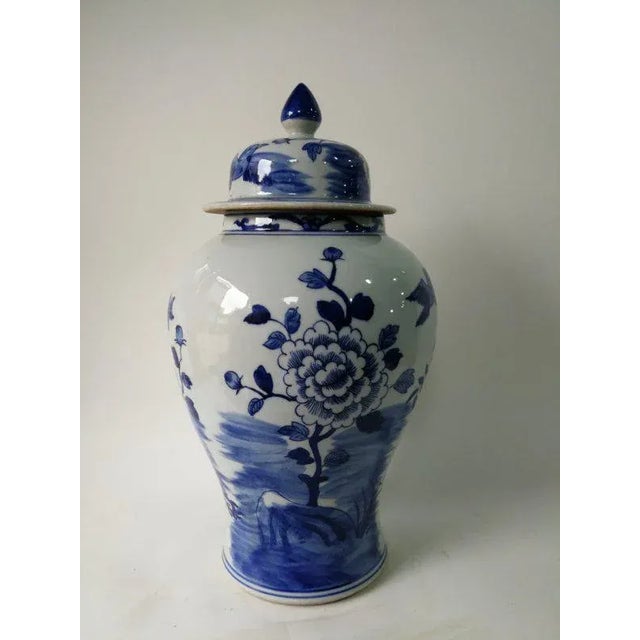 2020s Chinese Blue and White Porcelain Ginger Jar With Birds & Flowers For Sale - Image 5 of 11
