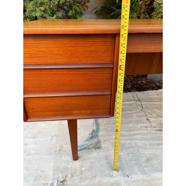 Mid 20th Century Danish Mid Century Modern Teak Executive Desk With Rear Bookcase For Sale - Image 10 of 10