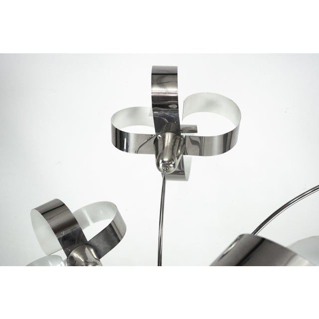 Space Age Italian Metal Floor Lamp with Floral Shades, 1970s For Sale - Image 9 of 14
