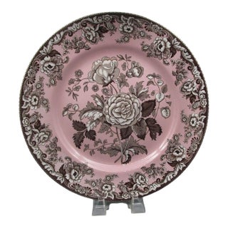 Spode Archive Collection British Flowers Rosa 12" Pink Chop Plate Serving Platter Made in England Vintage 2007 For Sale