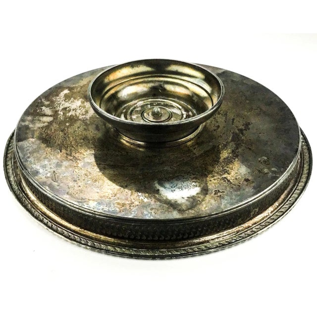Silver Vintage Silver Plate Turning Lazy Susan Display Tray For Sale - Image 8 of 13