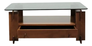 Mid-Century Wood and Smoked Glass Coffee Table, Italy, 1960s
