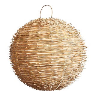 Bird Nest Rattan Globe Lantern Medium For Sale