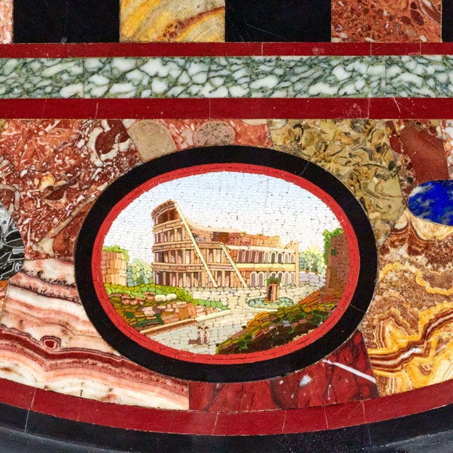 Wood Chess Table with Roman Mosaics on Carved Legs For Sale - Image 7 of 11